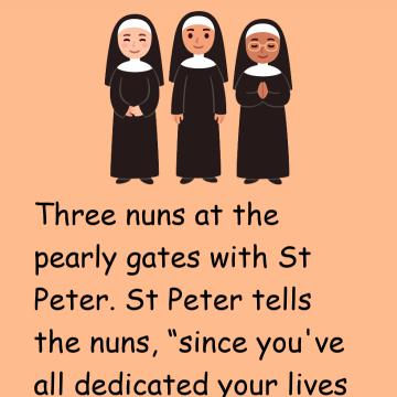 Three Nuns At The Pearly Gates With St. Peter